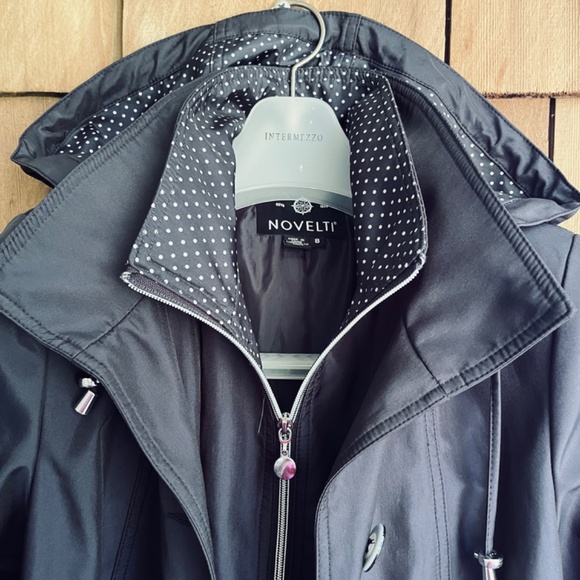 Novelti Waterproof Lining Rain Jacket  Outdoor Hooded PolkaDot Trench Raincoat 8 - Picture 4 of 16
